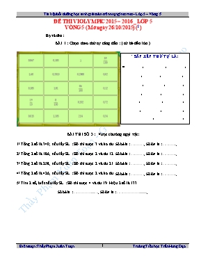 Đề thi violympic Toán Lớp 5 - Vòng 5 - Năm học 2015-2016